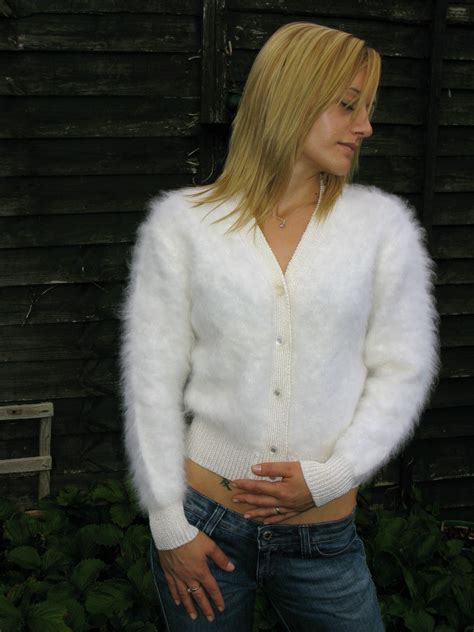White Angora Cardigan Angora Cardigan Angora Sweater Vintage Knitwear