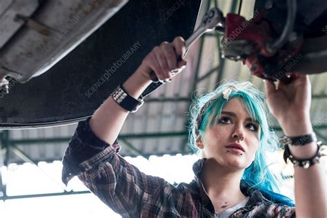 Female Mechanic Fixing Car Stock Image F0165752 Science Photo