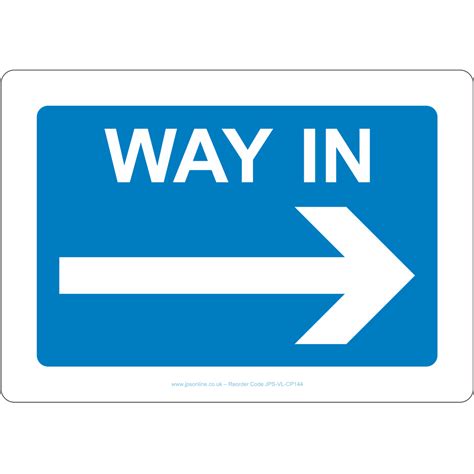 Way In Arrow Right Sign Jps Online