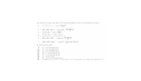 mathematical induction worksheet