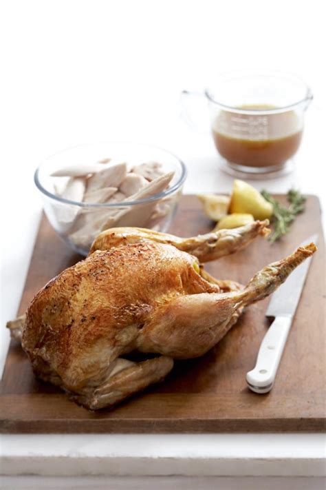 Roast the chicken in the preheated oven for 20 minutes. Roast chicken with speedy white wine and thyme gravy - delicious. magazine