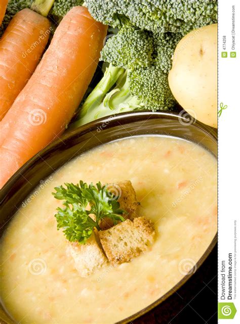 Potato Soup With Carrots And Broccoli Stock Photo Image Of Parsley
