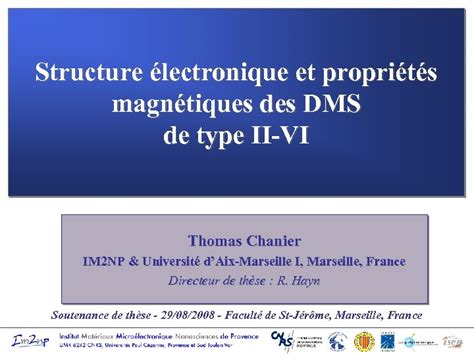 Structure électronique Et Propriétés Magnétiques Des Dms De