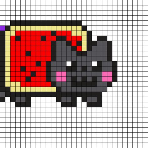 Download Transparent Nyan Harley Quinn Part Perler Bead Pattern Bead Nine Cat Pixel Art