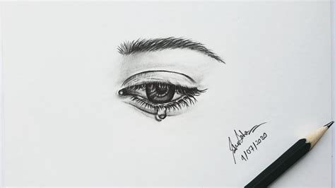 Hyper Realistic Eye Drawing With Tear Drops Step By Step Realistic