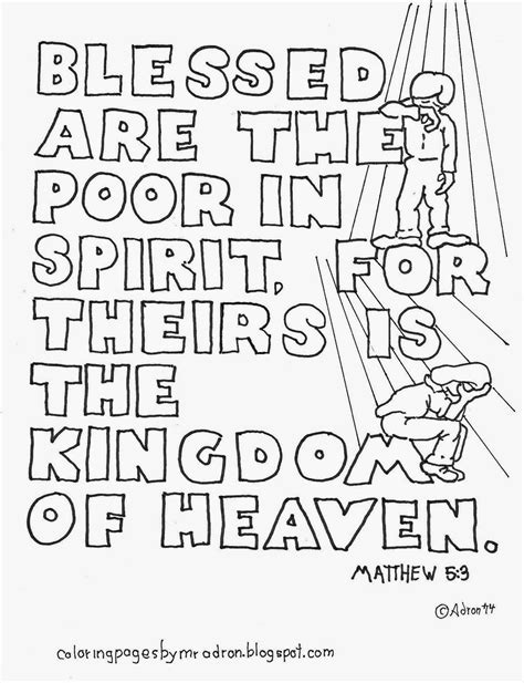 Teach kids the beatitudes consisting of the eight blessings recounted by jesus in the sermon on the mount. Poor In Spirit Beatitudes Coloring Page Coloring Pages