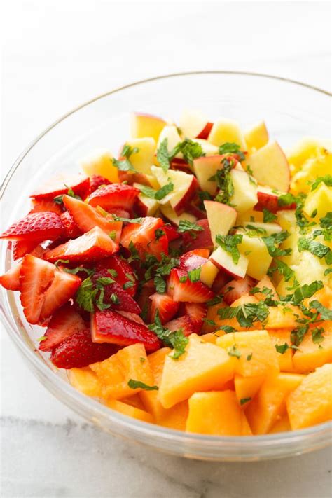Fruit Salad With Mint And Maple Eating Bird Food