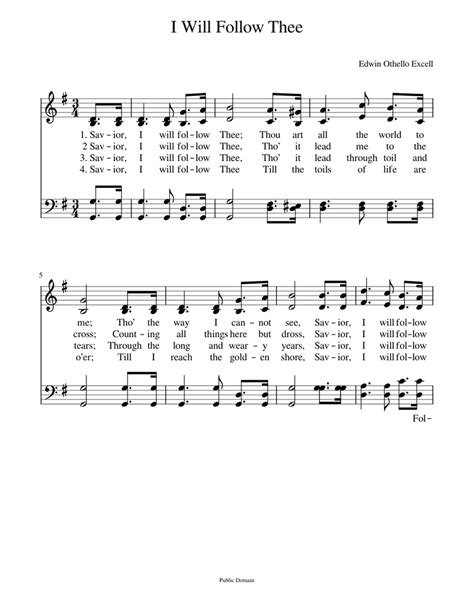Savior I Will Follow Thee Edwin O Excell Sheet Music For Piano