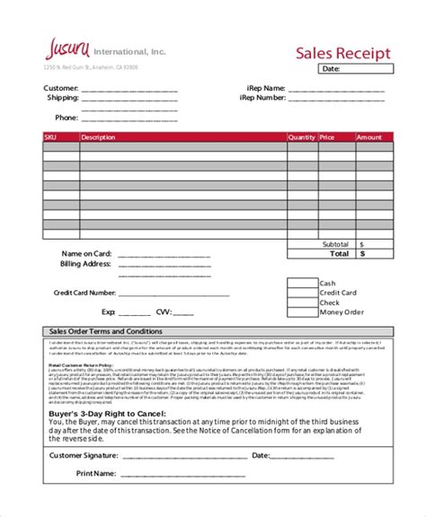Free 11 Sample Sales Receipt Forms In Pdf Ms Excel Word