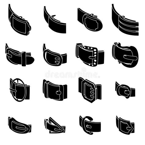 Belt Buckle Icons Set Simple Style Stock Vector Illustration Of