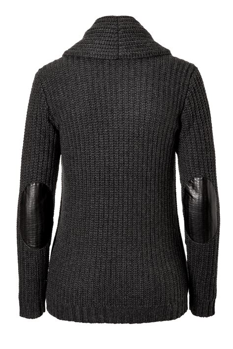 Ralph Lauren Black Label Heavy Knit Cashmere Cardigan With Leather
