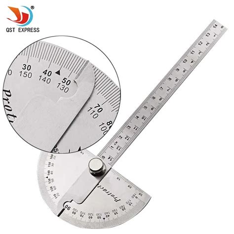 Qstexpress 14cm Multifunction Stainless Steel Roundhead Angle Ruler