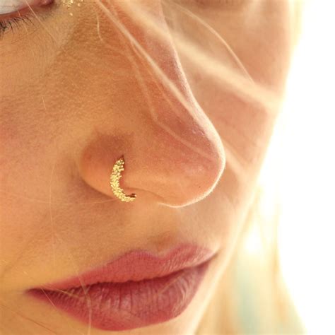 Solid Gold Nose Ring 14k Gold Nose Ring Gold Nose Hoop Nose Etsy