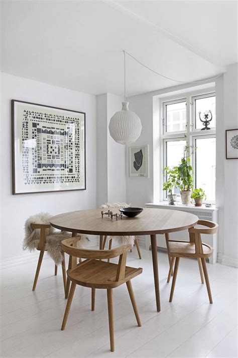 A solid wood oak dinner table is anchored in this apartment by a minimalist chandelier, that draws the. 15 Inspiring Small Dining Table Ideas That You Gonna Love ...
