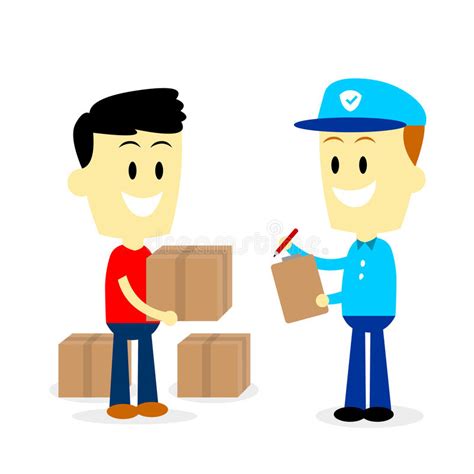 Postman Delivering Parcels To A Man Stock Vector Illustration Of