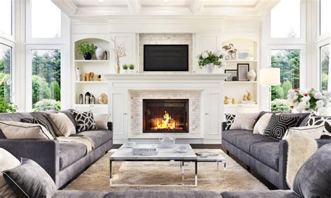 Luxurious Interior Design Living Room And Fireplace In A Beautiful House Scaled 958x575 
