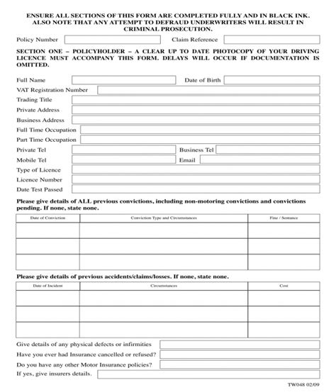 Blank Accident Report Form