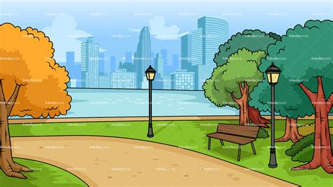 Free Download City Park Background Cartoon Clipart Vector