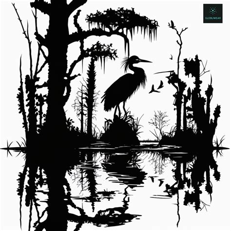 Black And White Swamp Clipart