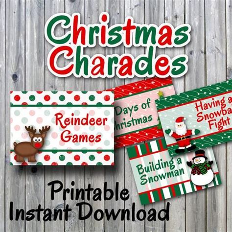 Christmas Bingo Printable Christmas Charades Christmas Party Games