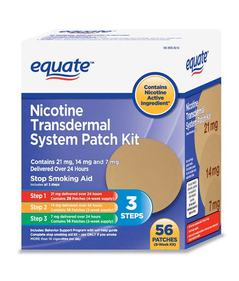 Equate Transdermal System Nicotine Patch 3 Step Kit 56 Count