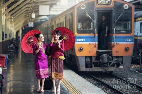 Traveler Girl Walking And Waits Train Photograph By Sasin Tipchai