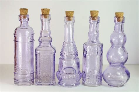 Purple Glass Bottles Set Of 10 Lilac Glass Bottle Purple Bud