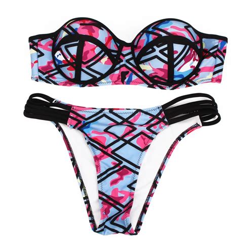 Sexy Push Up Women Bikini Suit Floral Low Waist Summer Biquini Swimming