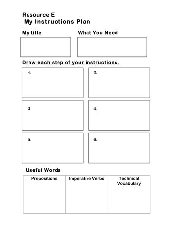 Instructions Writing Plan Template Teaching Resources