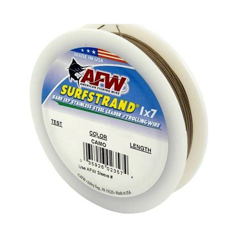 Afw Surfstrand Stainless Steel Leadertrolling Wire 1 X 7 Camo