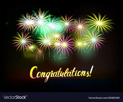 Congratulations Banner With Fireworks Royalty Free Vector All In One