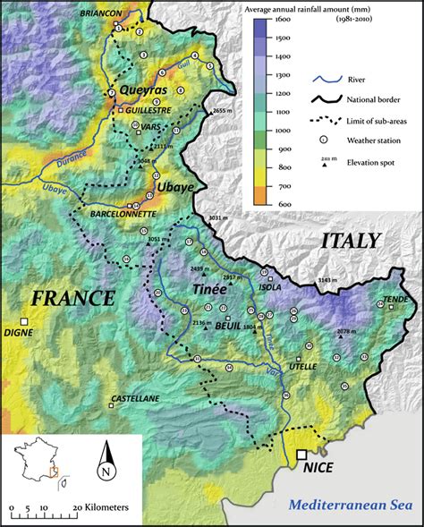 Mean Annual Precipitation Map Map Of The South East French Alps Data