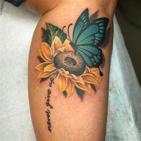 Butterfly And Sunflower Tattoo Sunflower Tattoos Sunflower Tattoo