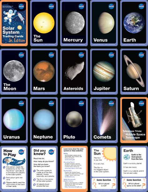 Solar System Fact Cards Printable