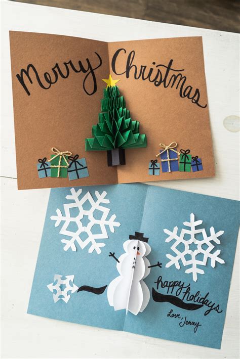 Diy Pop Up Christmas Cards 2 Ways Tree Card And Snowman Card