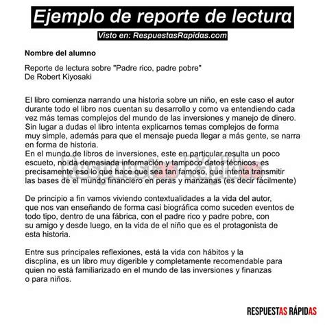 Ejemplo De Reporte De Lectura 2023