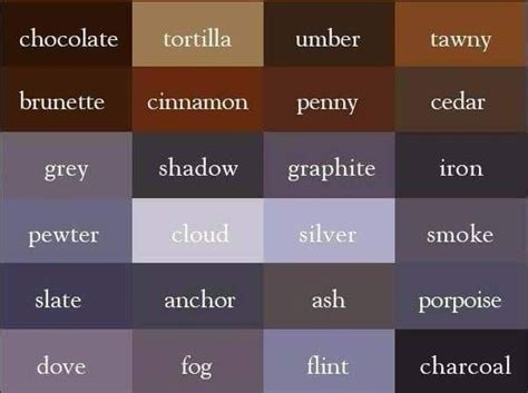 Names Of Colors In English Shades Of Brown Color