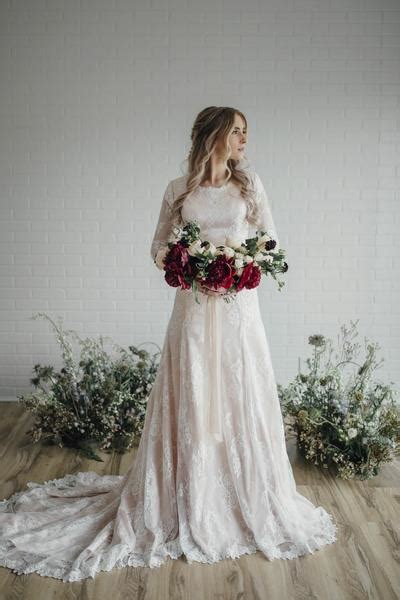 Our high quality modest wedding gowns with latest fashion elements will make you look stunning chiffon poet long sleeve bohemian plunging wedding dress with lace details and front split. Sheer Long Sleeves Lace Modest Bride Dress Wedding 2018 ...