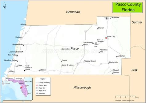 Map Of Pasco County Florida Where Is Located Cities Population