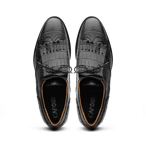 Caporicci Alligator Golf Shoes Black