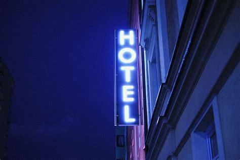 Hd Wallpaper Turned On Hotel Led Signage Illuminated Night Neon