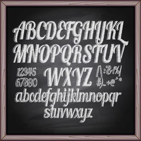 Chalkboard Alphabet Font Hand Drawn Vector 02 Free Download