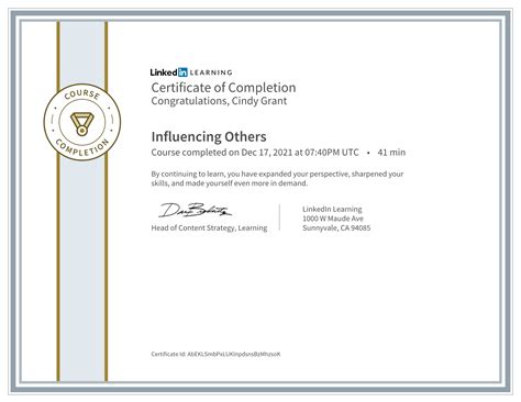 Cindy Grant On Linkedin Certificate Of Completion