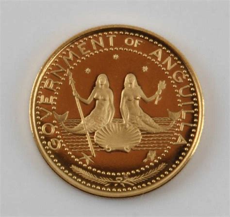 1969 Anguilla 20 Mermaids Gold Coin Proof