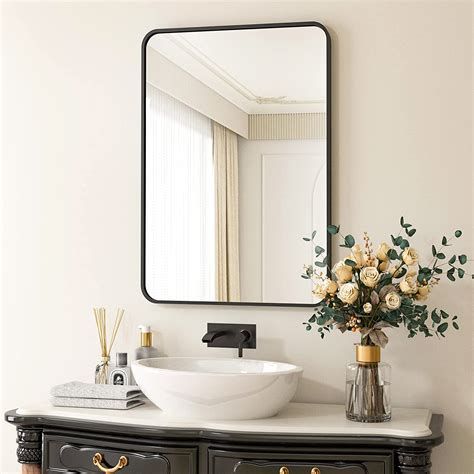Buy Harritpure Rounded Bathroom Mirror 20“ X 28” Rectangular Wall Mirror Aluminum Alloy Frame