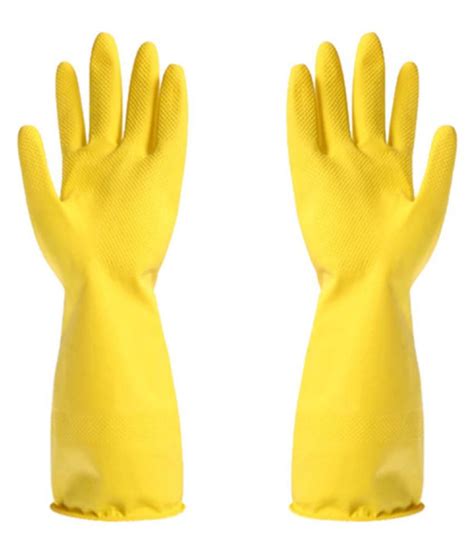 Cologo Pc Yellow Latex Rubber Gloves Cleaning Stains Non Slip Waterproof Durable Household