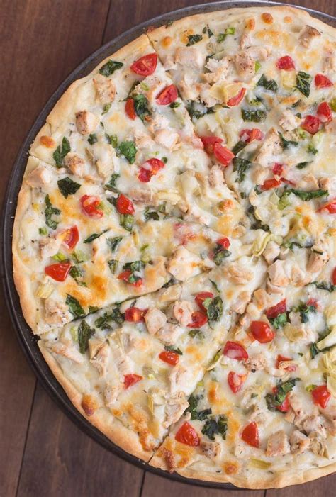 White Garlic Chicken And Vegetable Pizza Recipe Veggie Pizza Recipe