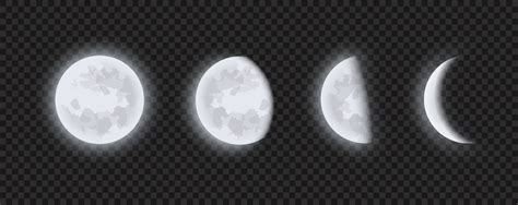 Moon Phases Waning Or Waxing Crescent Moon On Transparent Checkered