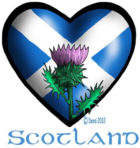 Scottish Flag With Thistle In A Heart Celtic Schotland Vlag