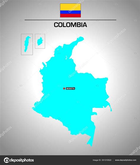 Simple Vector Outline Map Colombia Flag Stock Vector Image By